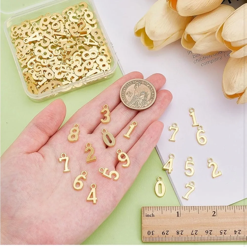 Metal 0-9 Number Charm Arabic Number Figures Pendant Bulk for Jewelry Making